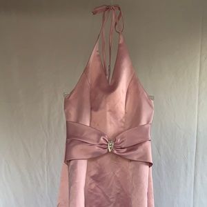 Satin Pink Halter Gown